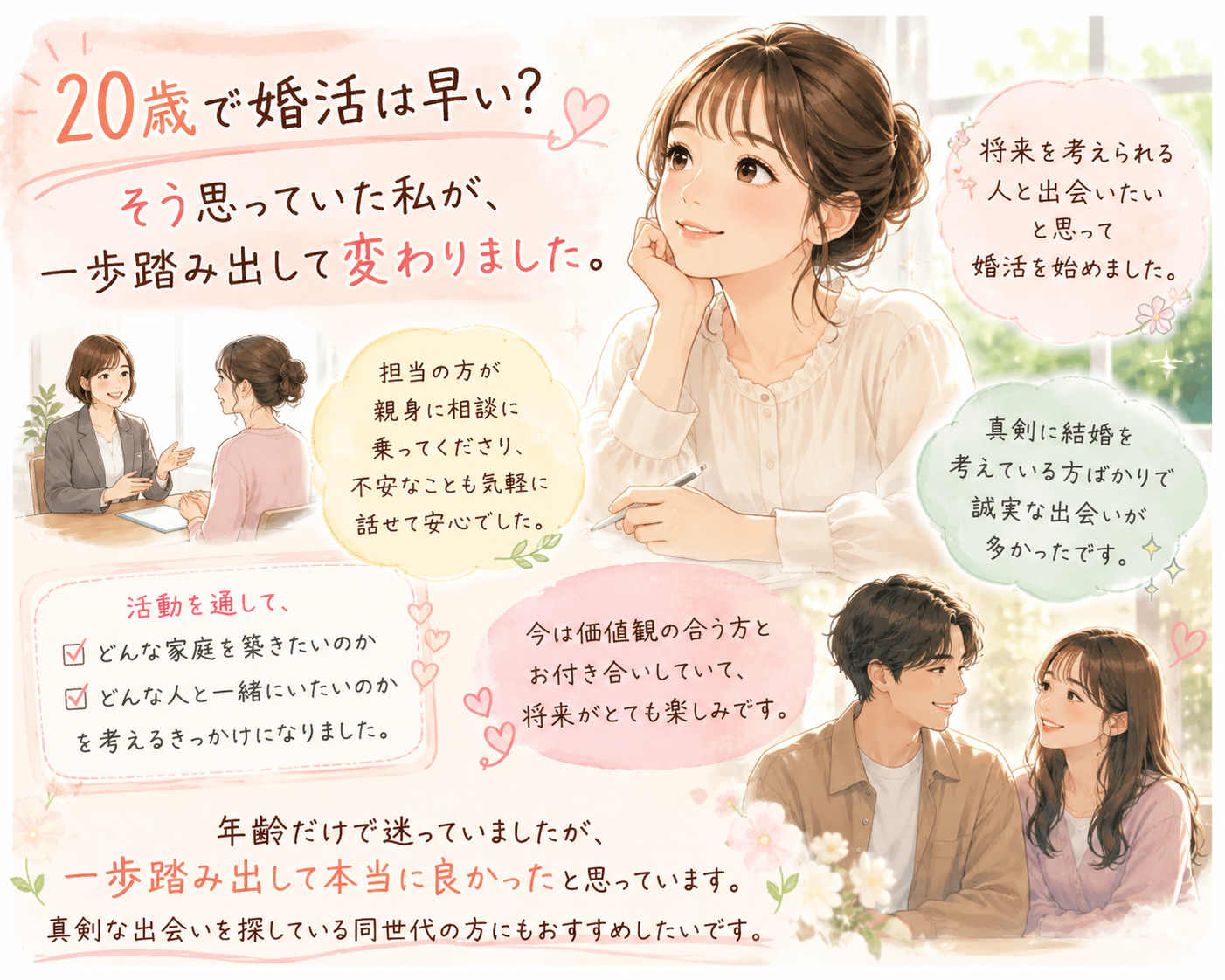 「20歳で婚活は早い？」そう思っていた私が、一歩踏み出して変わりました。しんじ★5.0